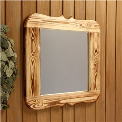 Зеркало для бани, резное, 53×49×2.5 см, липа