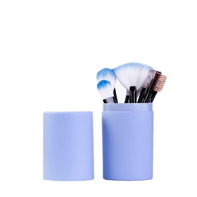 Набор  кистей для макияжа в тубусе 12шт, Голубые