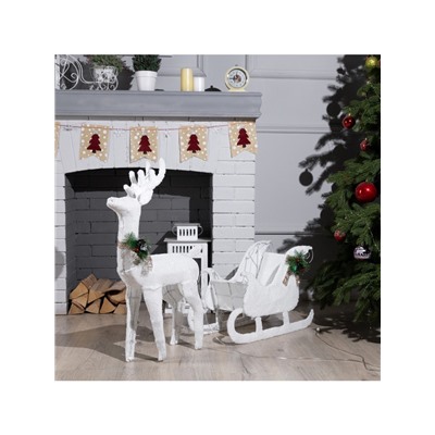 Светодиодная фигура «Олень», 56×76×15 см, текстиль, металл, 220 В, свечение тёплое белое