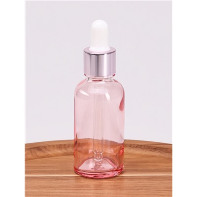 Бутылочка стеклянная для хранения, с пипеткой, 30 мл, розовая