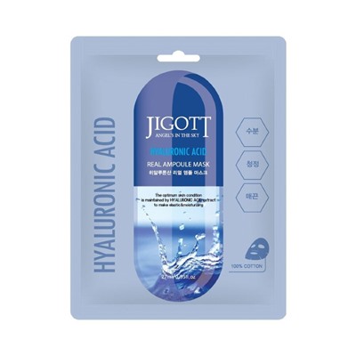 Jigott Маска-салфетка с гиалуроновой кислотой Hyaluronic Acid Real Ampoule Mask
