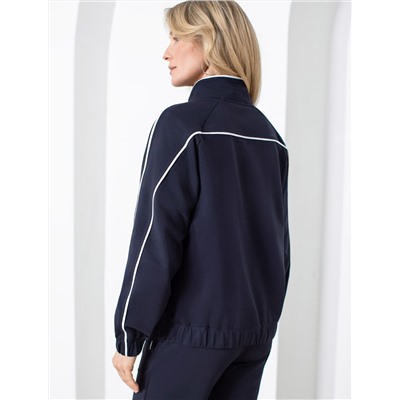 Свободный бомбер с лампасами на молнии из петельчатого футера двухнитки с эластаном