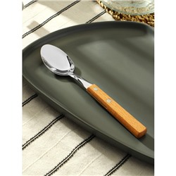 Ложка столовая «Эко-стейк», длина 19.5 см, толщина 1.5 мм, нержавеющая сталь, деревянная ручка, ручка, МИКС