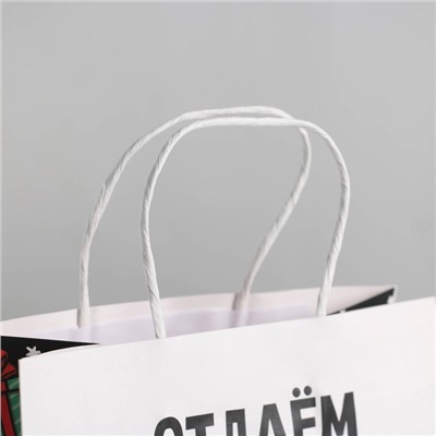 Пакет подарочный новогодний «Отдаём подарки», 22×22×11 см