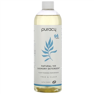 Puracy, Natural 10X Laundry Detergent, Free & Clear, 24 fl oz (710 ml)