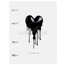 Тетрадь 100л. клетка "Сердце" на кольцах. обл.: мелованный картон 500г/м2, твин-лак.