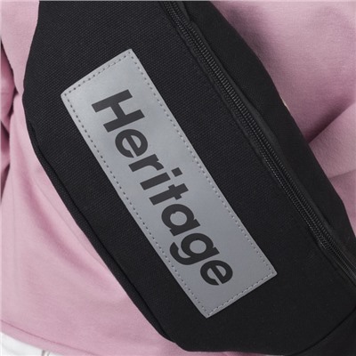 Сумка поясная, текстильная, отд. на молнии, черная, Heritage, 35 х 12 х 8 см