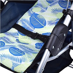 Коляска для кукол металл., складная, прогулочная с козырьком, с корзиной, принт листья