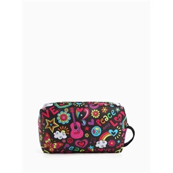 Косметичка-футляр женская с ручкой, объёмная, маленькая, для косметики, лекарств, прокладок, чёрная