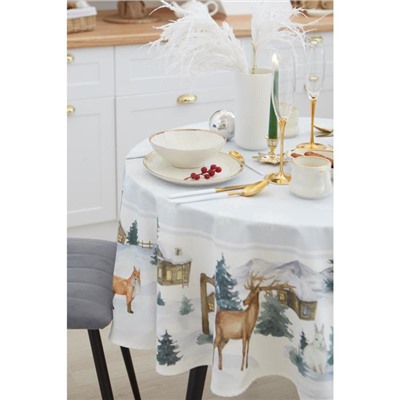 Скатерть новогодняя «Этель» Forest animals, d=150 см ±3 см с ГМВО, 100% хлопок, саржа 190 г/м²