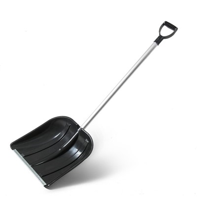 Лопата для уборки снега, пластиковый ковш 410×418 мм, оцинкованная планка, алюминиевый черенок, «Метель»
