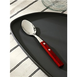 Ложка столовая «Эко-стейк», длина 19.5 см, толщина 1.5 мм, нержавеющая сталь, деревянная ручка, ручка, МИКС