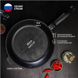 Сковорода литая чугунная Magma, d=28 см, h=6 см, пластиковая ручка, индукция