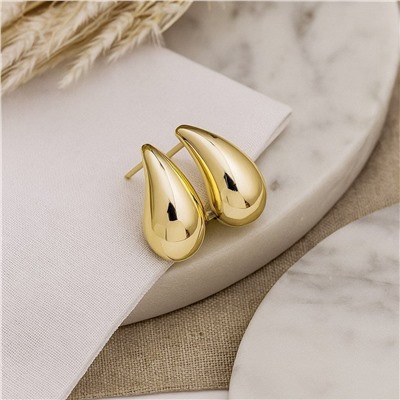 Серьги капля дутая, цвет покрытия желтое золото, арт.313.233