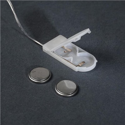 Гирлянда «Нить» 5 м роса, IP20, серебристая нить, 50 LED, батарейки CR2032×2 (в комплекте), свечение красное