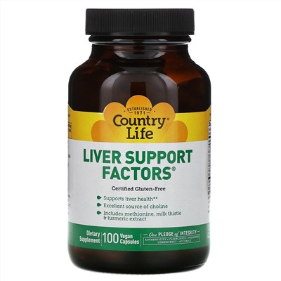 Country Life, Liver Support Factors, 100 веганских капсул