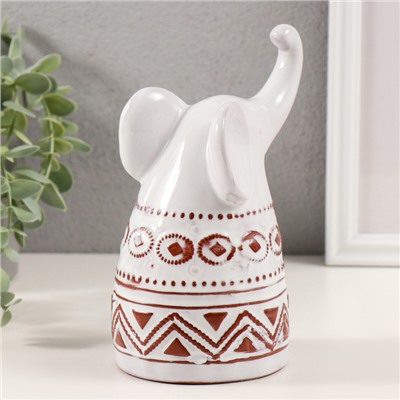 Фигурка керамика «Слон. Этнические узоры», белый состаренный, 8.5×10.5×17 см