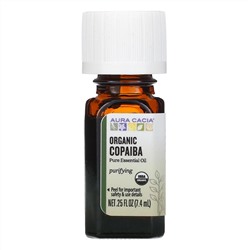 Aura Cacia, чистое эфирное масло, органический копайба, 7,4 мл (0,25 жидк. унции)