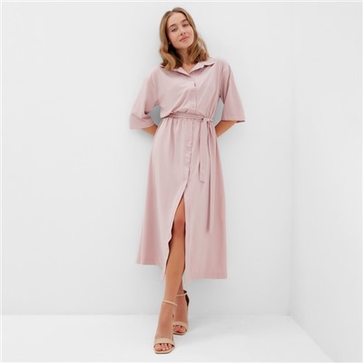 Платье миди женское на пуговицах MINAKU: Enjoy, розовое, размер 42