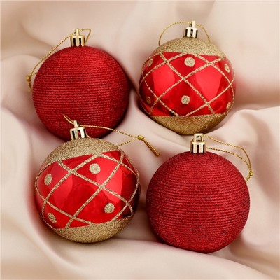 Ёлочные игрушки «Ниола», шары новогодние, d=7 см, набор 4 шт., красный