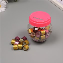 Клейкая лента пластик в банке «Шайн. Золото и розовый», набор 40 шт., 1.2 см, дл.0.9 м, 7×7×9 см