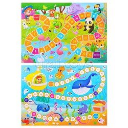Игра-ходилка с фишками для малышей 2в1. В зоопарке+В океане