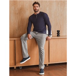 Лонгслив с воротником на пуговицах и декоративными швами из премиального хлопка с эластаном