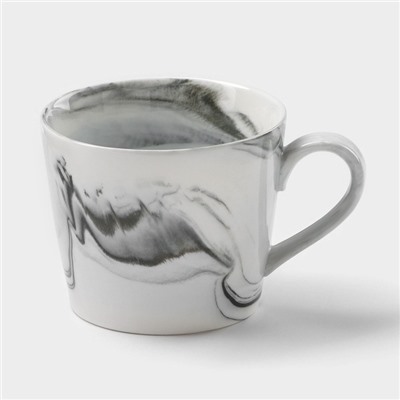 Набор кружек на металлической подставке «Мрамор», 6 предметов: 390 мл, керамика, серый