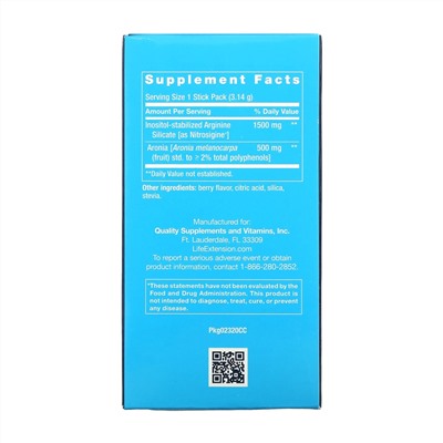 Life Extension, NitroVasc Boost, ягодный вкус, 30 пакетиков