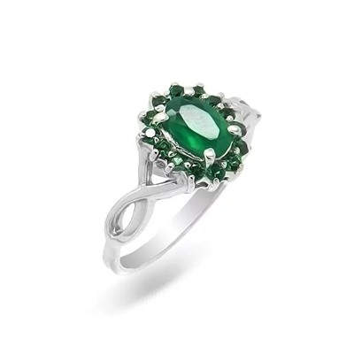 Кольцо из серебра зеленый агат, Ю-Деталь