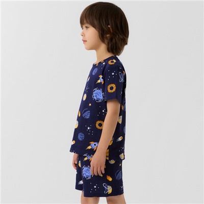 Пижама для мальчика (футболка и шорты) KAFTAN: Space, тёмно-синяя, размер 28 (86-92 см)