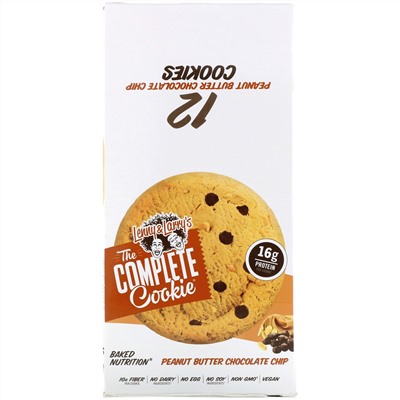 Lenny & Larry's, The COMPLETE Cookie, Peanut Butter Chocolate Chip, 12 Cookies, 4 oz (113 g) Each