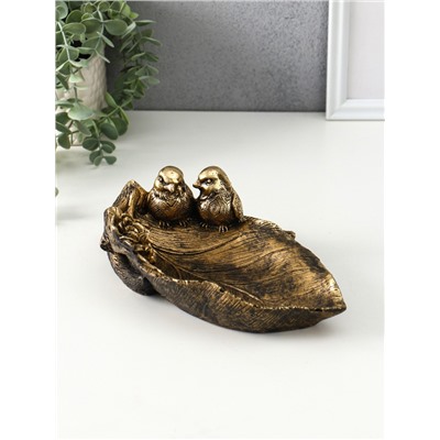 Подставка для мелочей «Птички», полистоун, 26×17×8 см, под золото