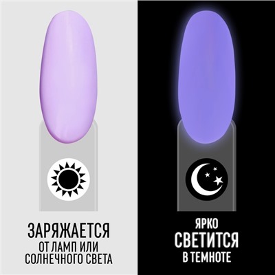 Гель лак для ногтей, люминесцентный, трехфазный, 8 мл, LED/UV, сиреневый (26)