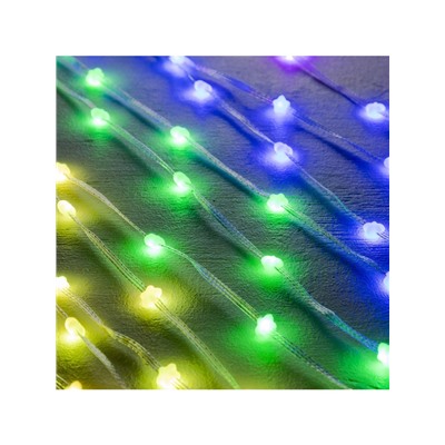 Умная гирлянда «Нить» 5 м роса с насадками «Звёздочки», IP20, серебристая нить, 50 LED, пульт ДУ, приложение, свечение RGB, USB