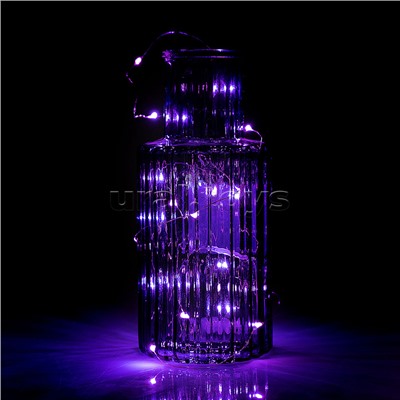 Электрогирлянда светодиодная Роса, 10 м, 100 ламп, Солн.батар., розовый