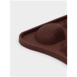 Форма для конфет и шоколада Доляна «Ракушки», силикон, 22×10.5×1 см, 15 ячеек (2.7×3.4 см), коричневая