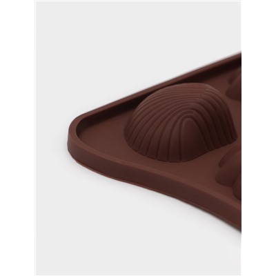 Форма для конфет и шоколада Доляна «Ракушки», силикон, 22×10.5×1 см, 15 ячеек (2.7×3.4 см), коричневая