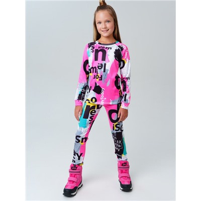 Термокомплект трикот. для девочек: фуфайка (футболка) с длин. рук, брюки