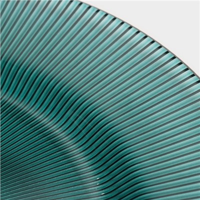 Тарелка подстановочная «Эмеральд», d=33 см, с серебряной отводкой, стекло, бирюзовая