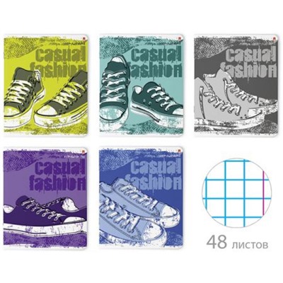 Тетрадь  48л клетка "КЕДЫ CASUAL" 7-48-374 (5 видов) Альт