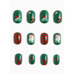 Детские накладные ногти на новый год «Новогодний хит», 12 шт.