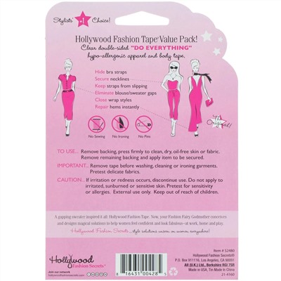 Hollywood Fashion Secrets, Fashion Tape Value Pack, комплект наклеек, 3 набора, 36 двусторонних наклеек