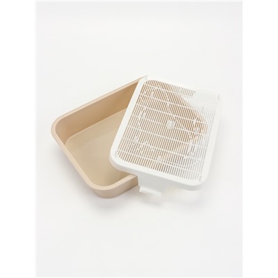 Туалет Мур-мяу для кошек, с сеткой, 33×25×7 см, бежевая