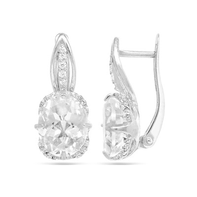 Серьги из серебра горный хрусталь, СПН4-2-225