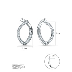 Серьги из серебра с фианитами родированные