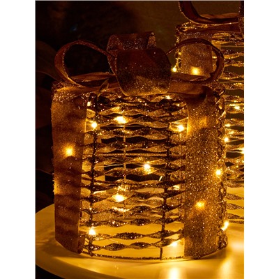 Фигура световая «Подарки цилиндр», 25×20×15 см, 90 LED, батарейки ААх8 (не в компл.), свечение тёплое белое