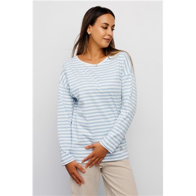 Футболка с длинным рукавом тельняшка 383 (Голубая полоса)