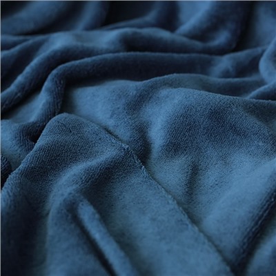 Плед «Этель», 180×200 см, корал-флис, тёмно-синий