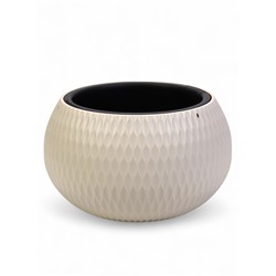 Кашпо для цветов «Жемчужина», 7 л, d=36 см, h=22 см, пластик, со вставкой, бежевое